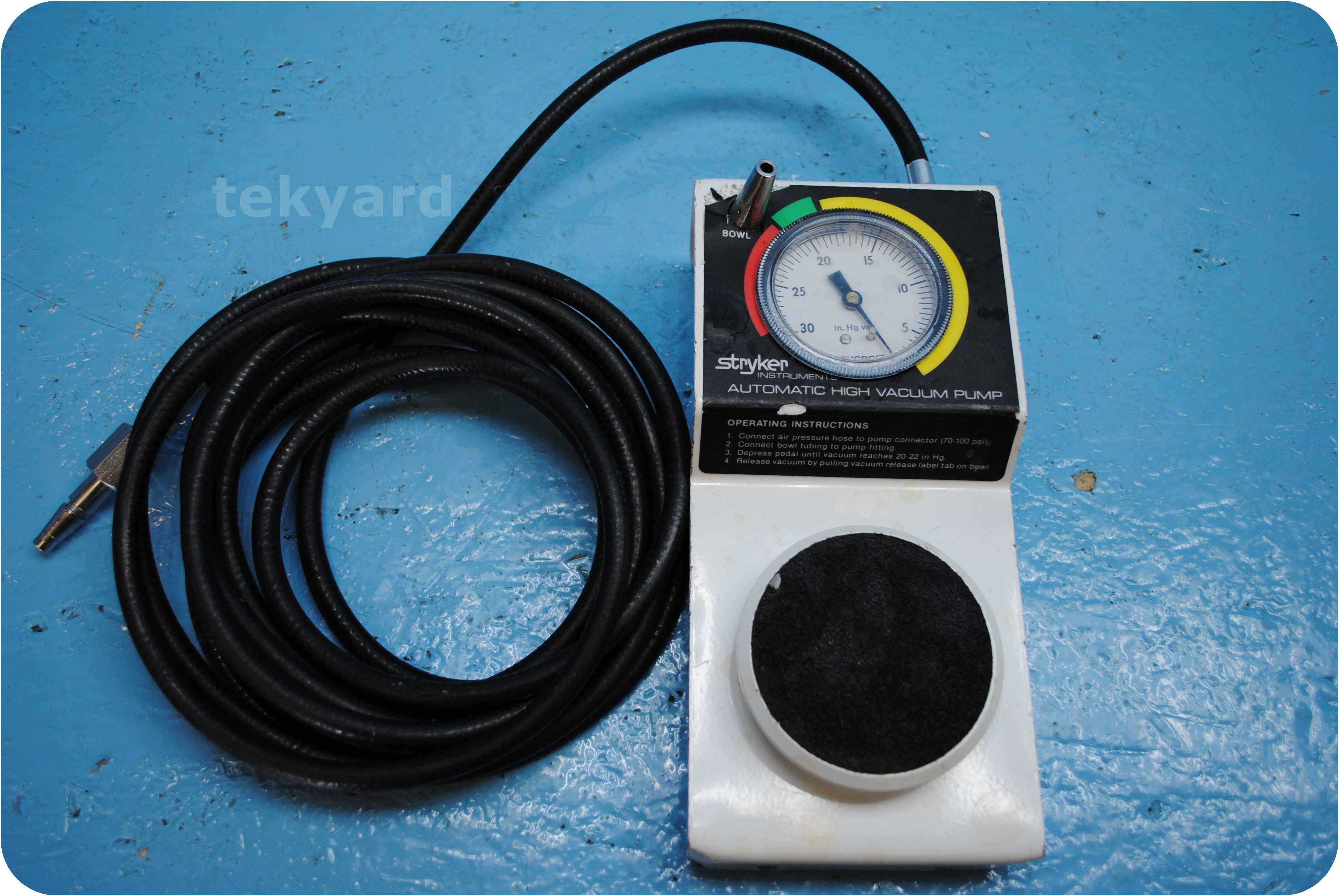 tekyard, LLC. 44450Stryker 206500 Automatic High Vacuum Foot Pump