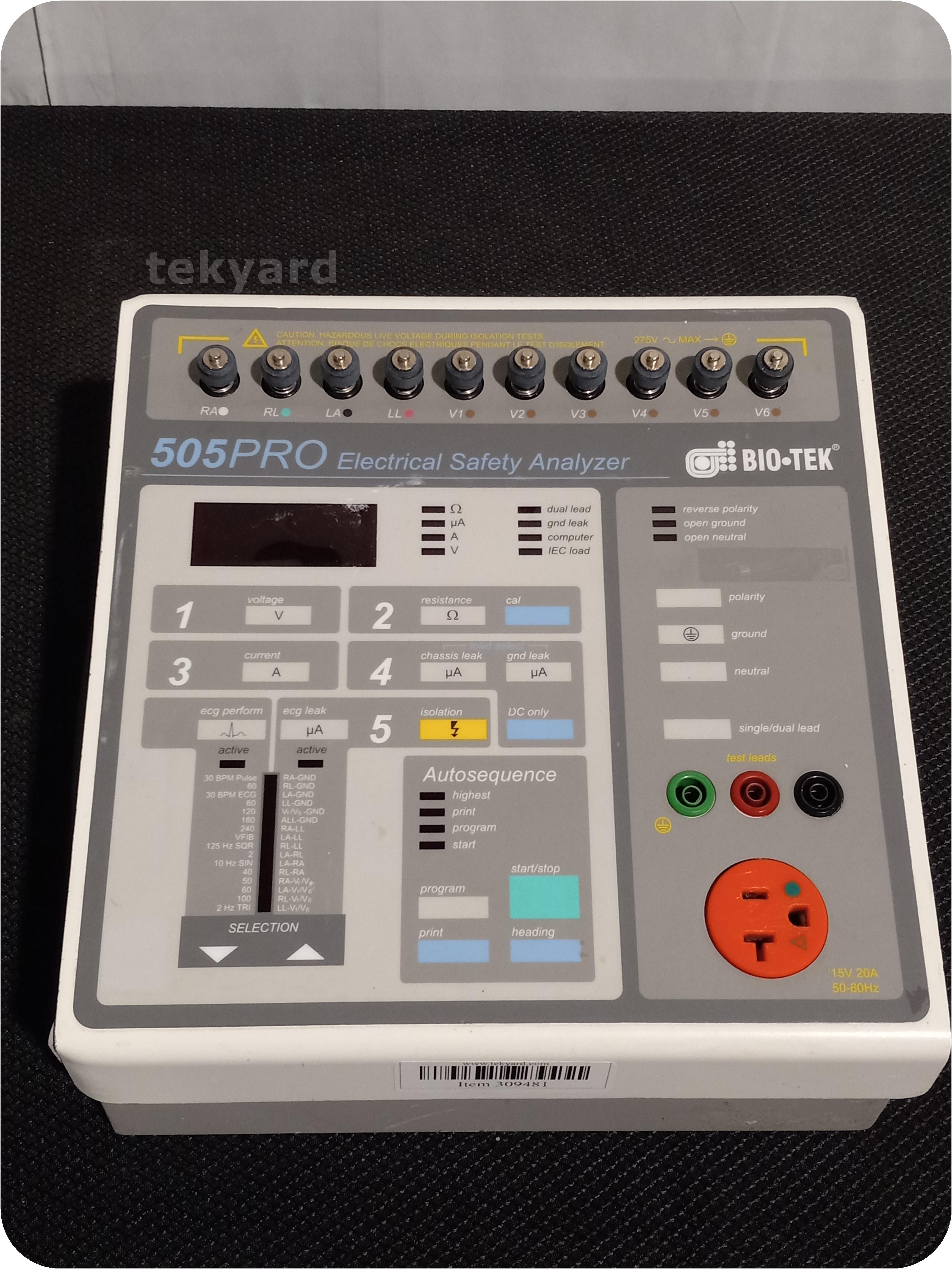 tekyard, LLC. 309481BioTek 505PRO Electrical Safety Analyzer