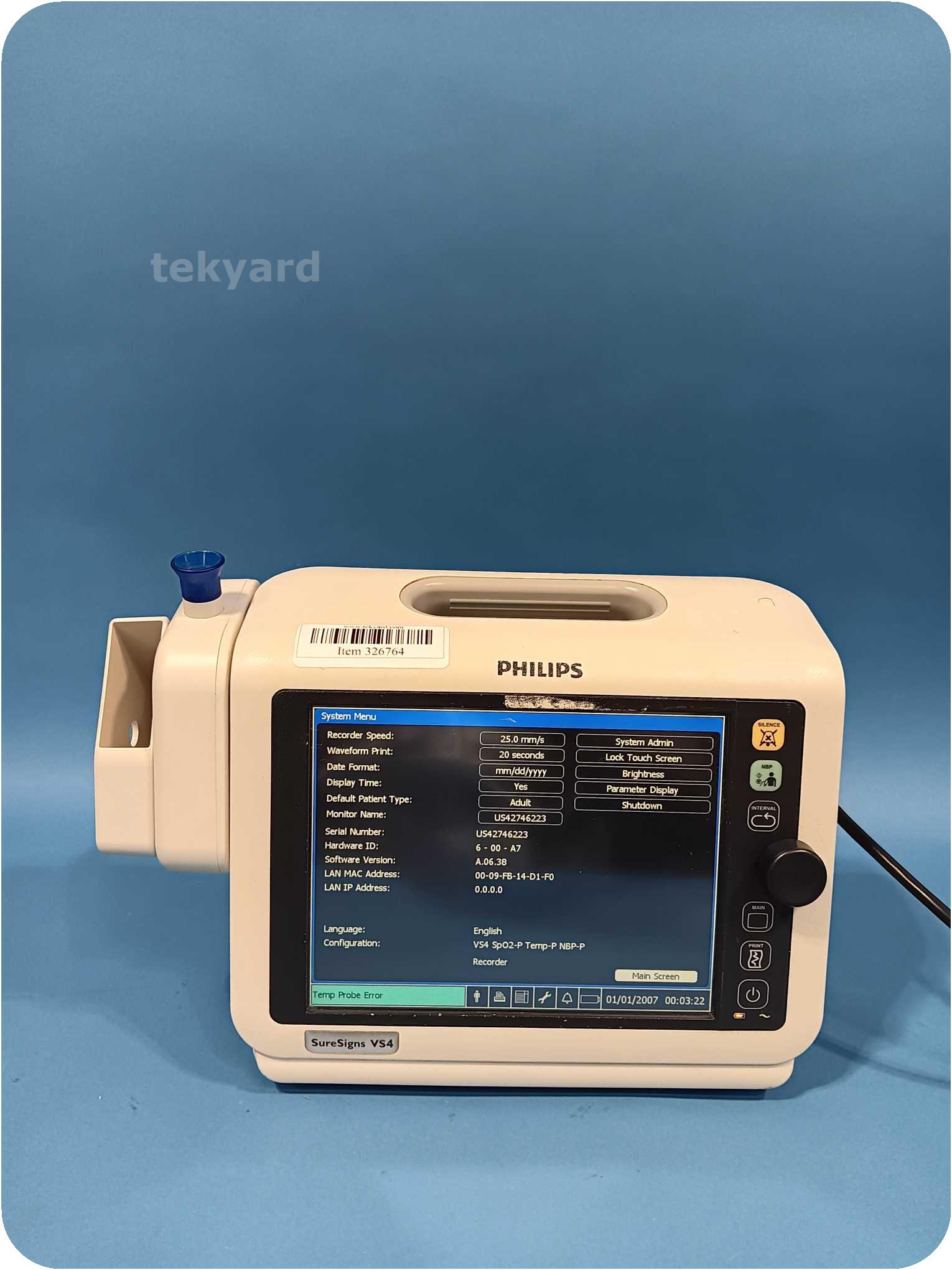 tekyard, LLC. 326764Philips SureSigns VS4 863283 Vital Signs Monitor